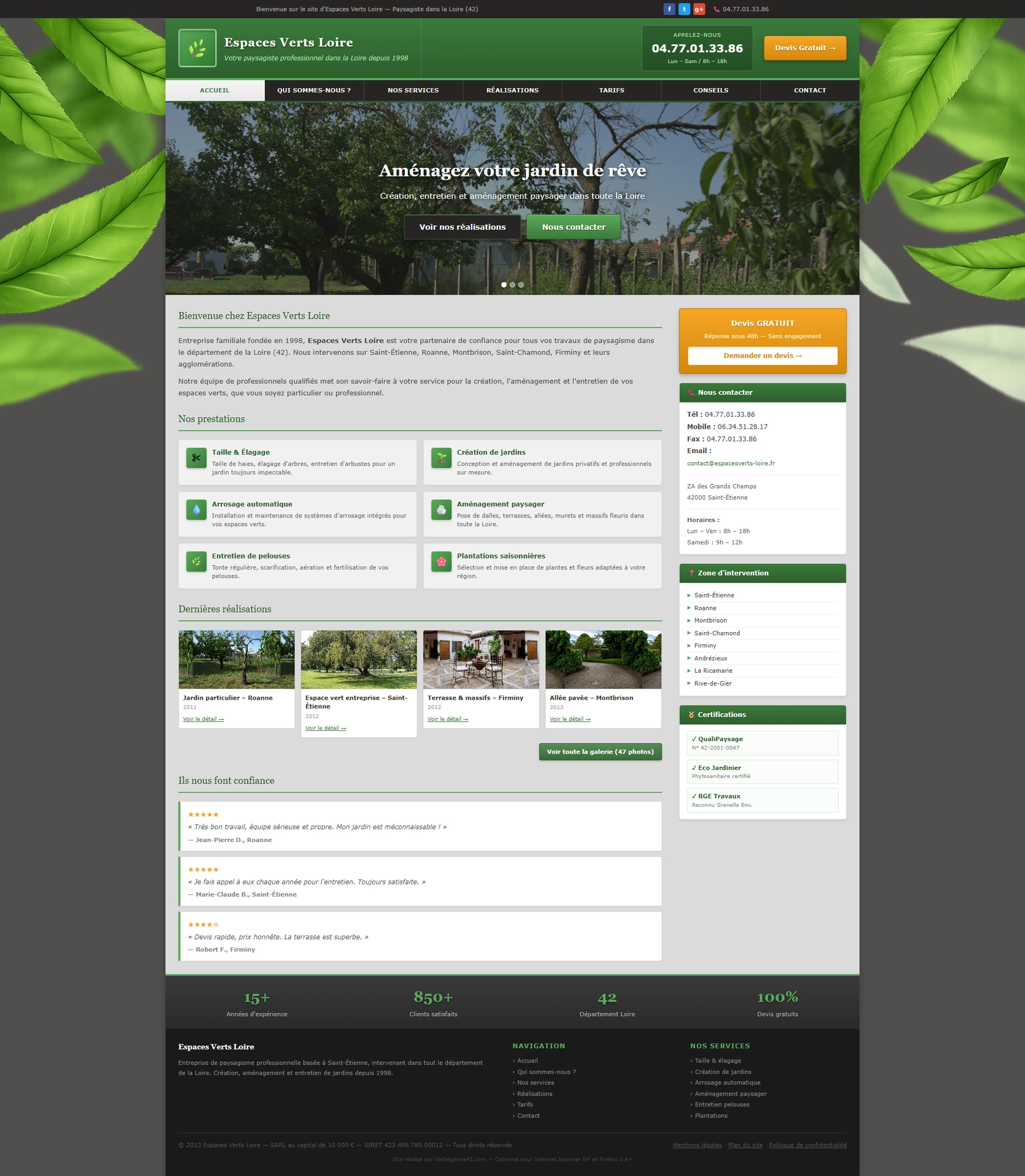 Exemple de site internet au design obsolète