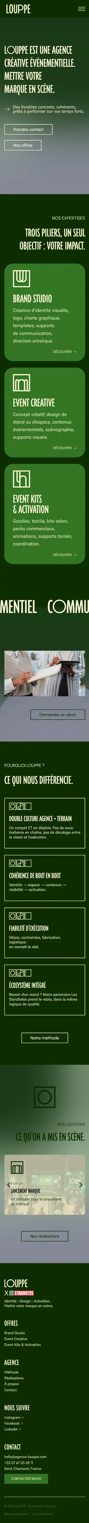 Aperçu du site en production, version mobile