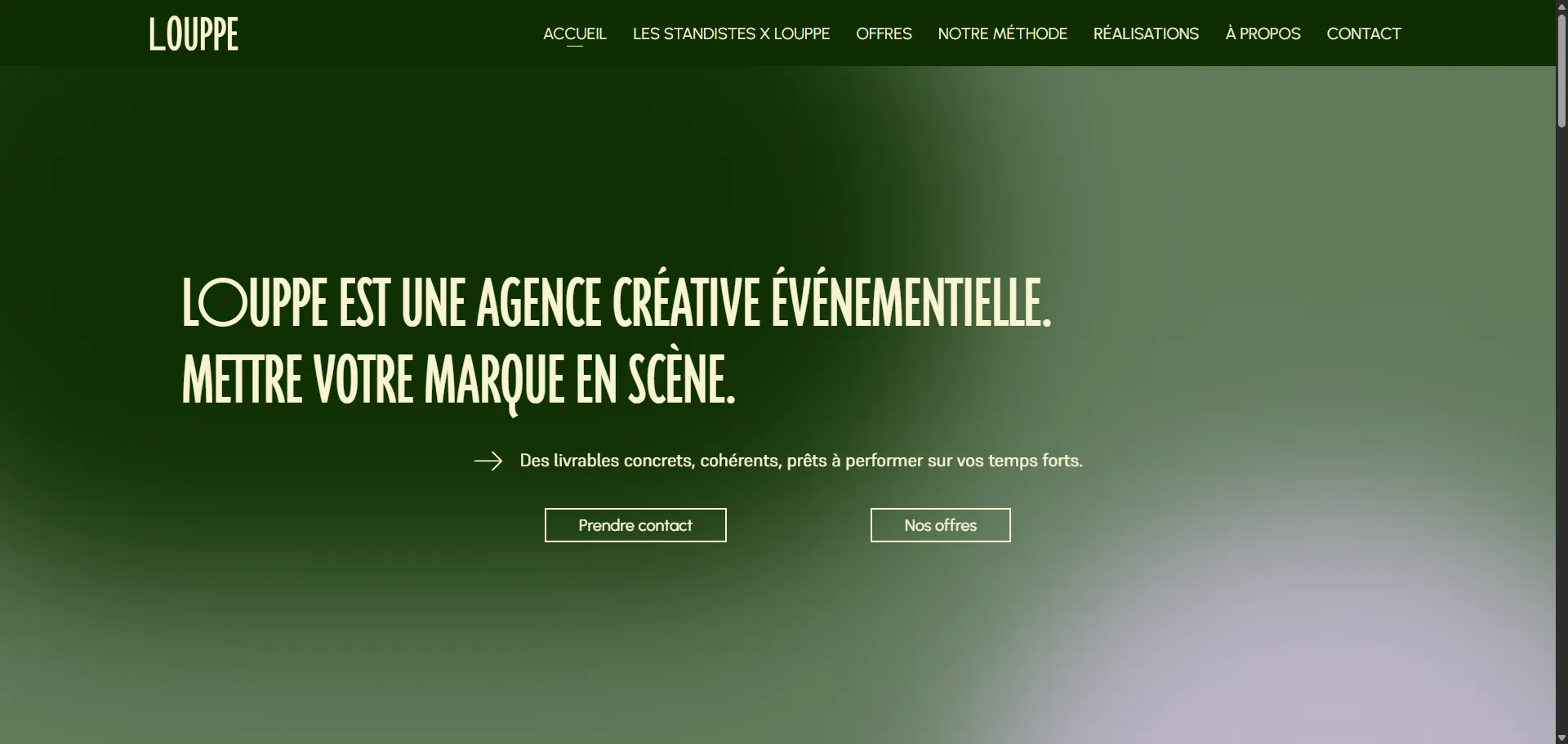 Capture d'écran du site Agence LOUPPE